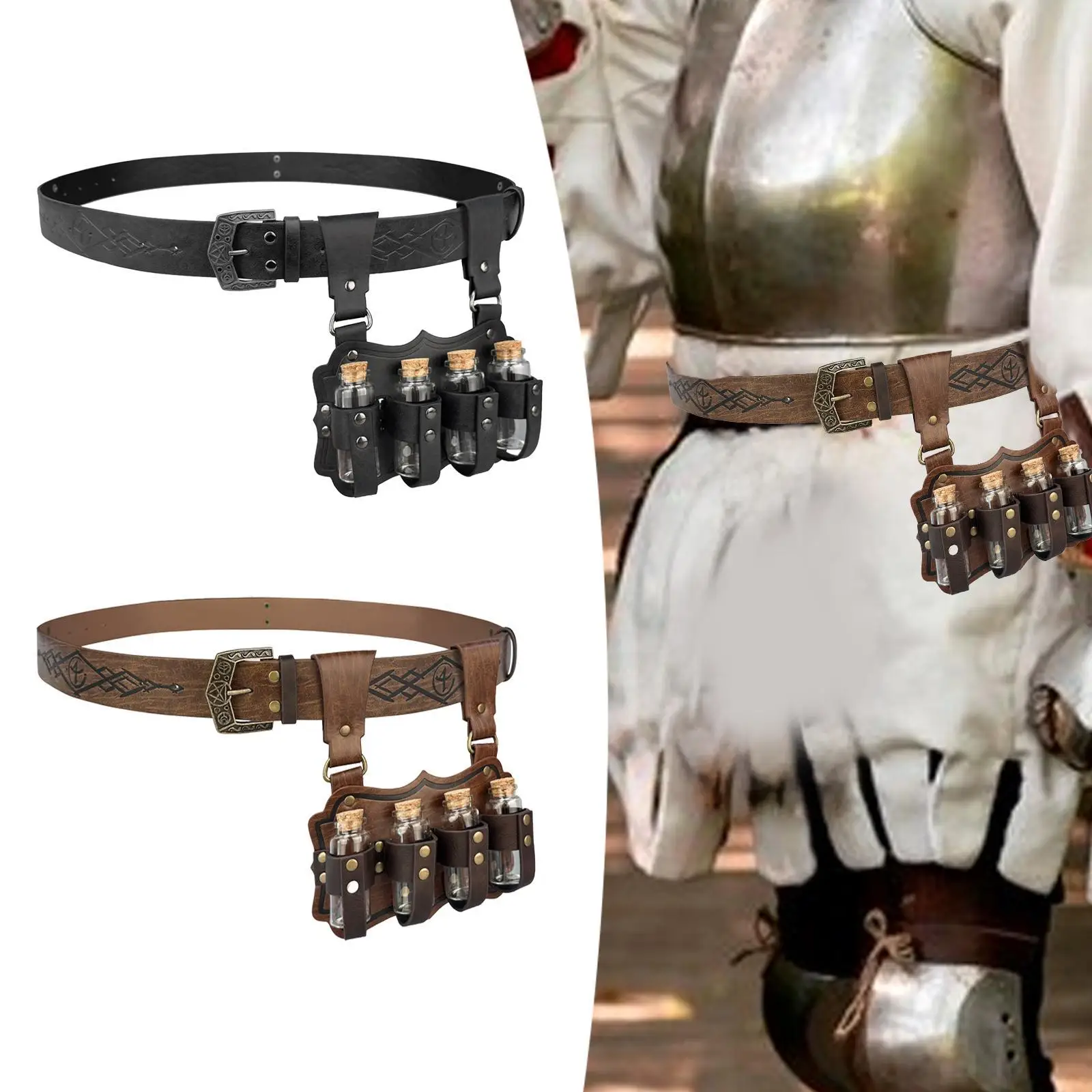 Medieval Alchemy Belt Waist Waistband Steampunk Decorative Comfortable Viking Rivet Belt for Holidays Jeans Cosplay Shirt Blouse