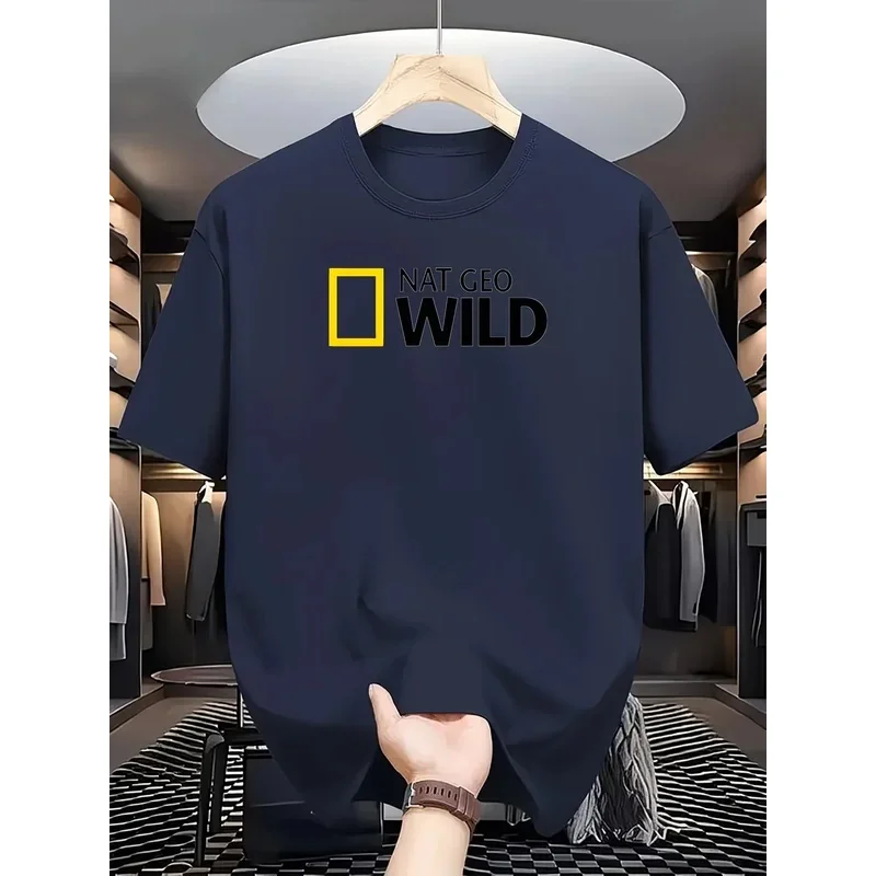 Summer men's casual loose fit large letter print round neck short sleeved T-shirt top High Street Unisex style