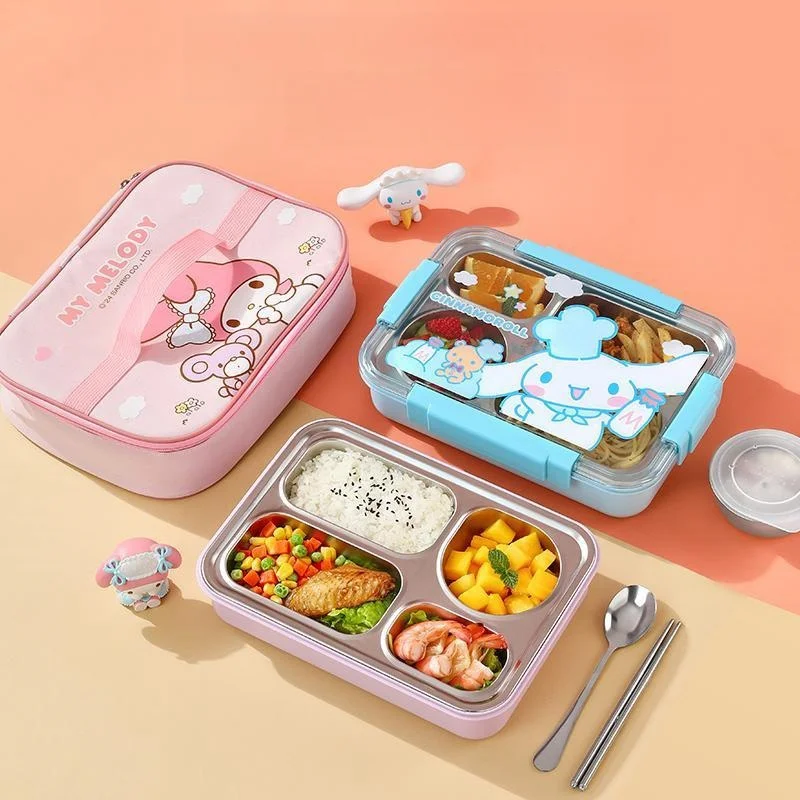 

Cartoon kuromi insulated lunch box animation Cinnamoroll My melody students bring lunch to work compartmented lunch box gift