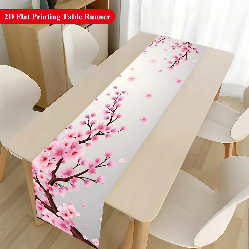 Beautiful Pink Cherry Blossoms Table Runner - Rectangular Table Cover for Banquet, Party Gifts, Dining Room & Coffee Table Decor