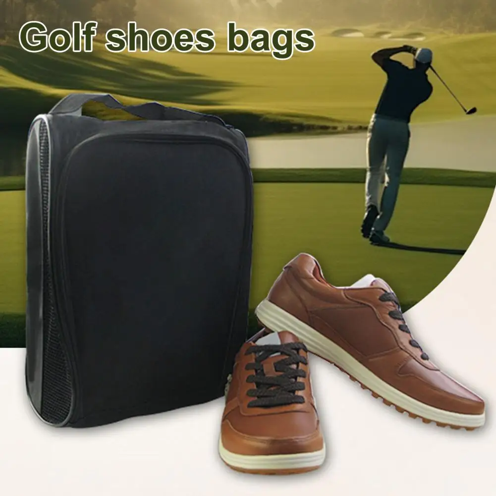 

33*23cm Golf Shoe Bag Hand-held Shoe Tote Golf Accessories Double-Zippered Sports Shoe Carrier Bag For Golf Balls Tees Socks