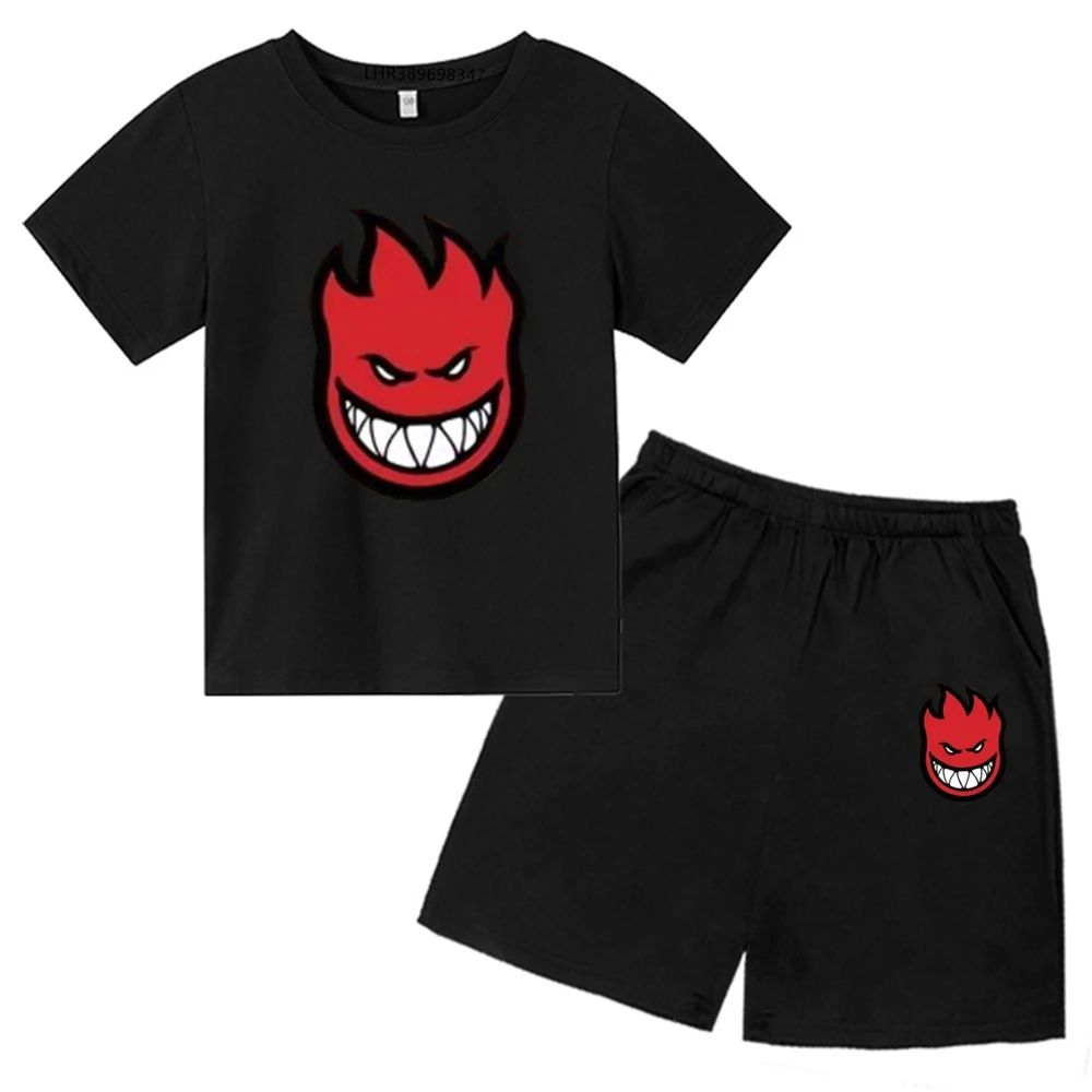 Spitfire Zombie Wheels Bomber Boys Girls Children 2-12 Years T-shirts+shorts Kids Cartoon Tops Casual summer Short sleeve suit