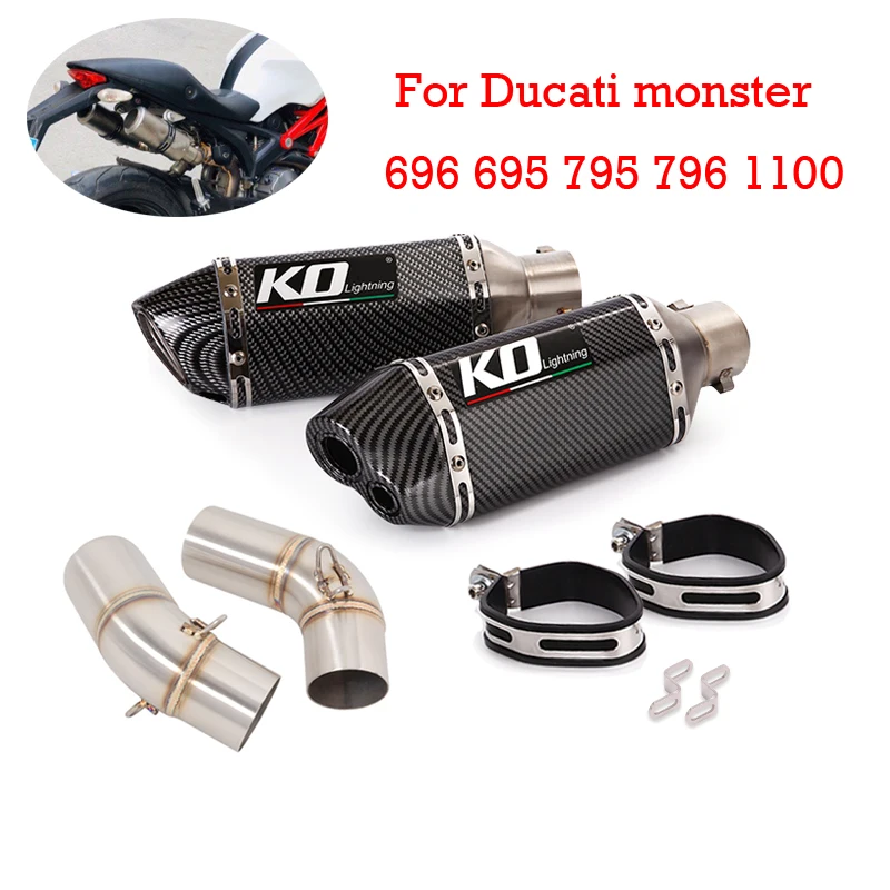 

Slip On For Ducati Monster 696 695 795 796 1100 All Year Motorcycle Exhaust System Left &Right Middle Connect Link Tube