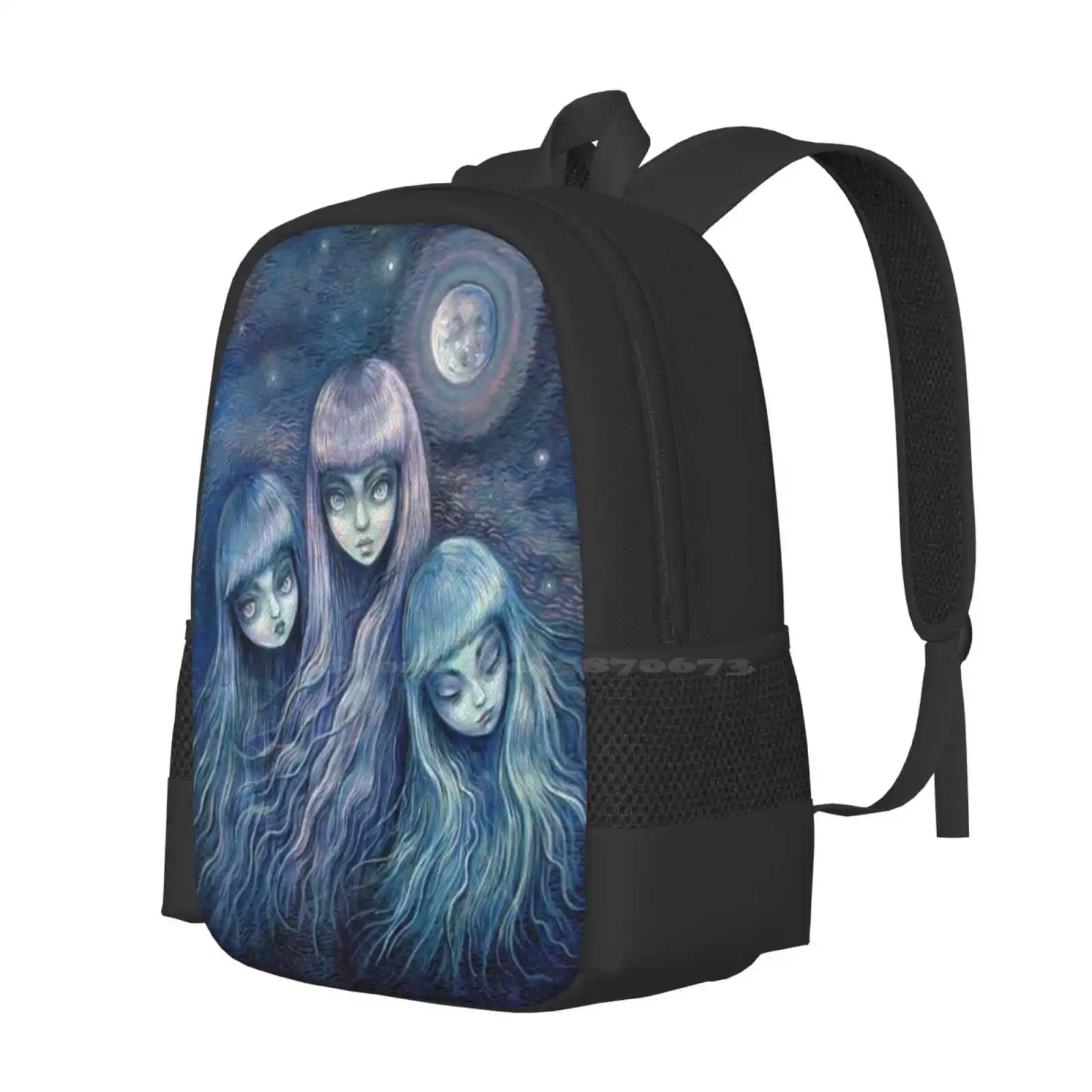 Sisters Of The Moon Hot Sale Backpack Fashion Bags Moon Halloween Ghost Magic Witch Spooky Brett Manning Brettisagirl Dark