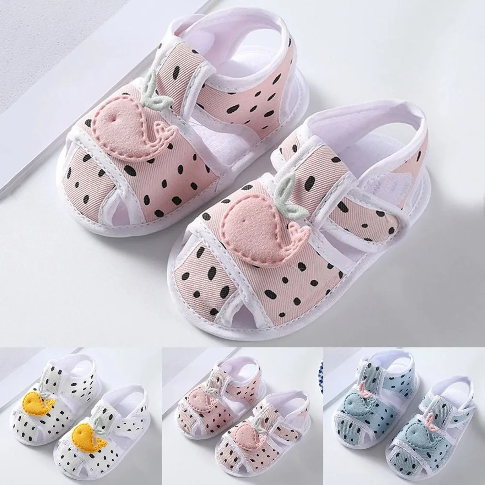 Sandali per bambini con suola morbida Casual scarpe di tela per bambini balena antiscivolo scarpe da culla traspiranti 0-12M neonato