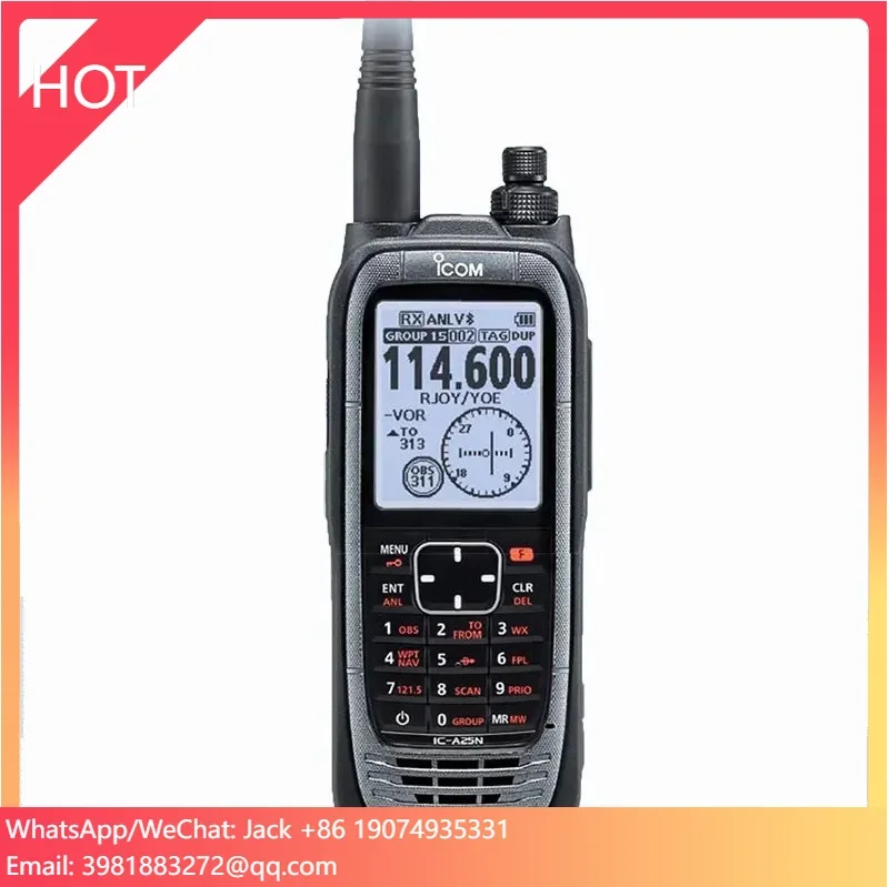 วิทยุสื่อสารแบบมือถือสำหรับการบิน IC-A25N IC-A25CE พร้อมบลูทูธในตัว GPS กันน้ำสำหรับการใช้งานทางทะเล ระบบอินเตอร์คอมกำลังสูง