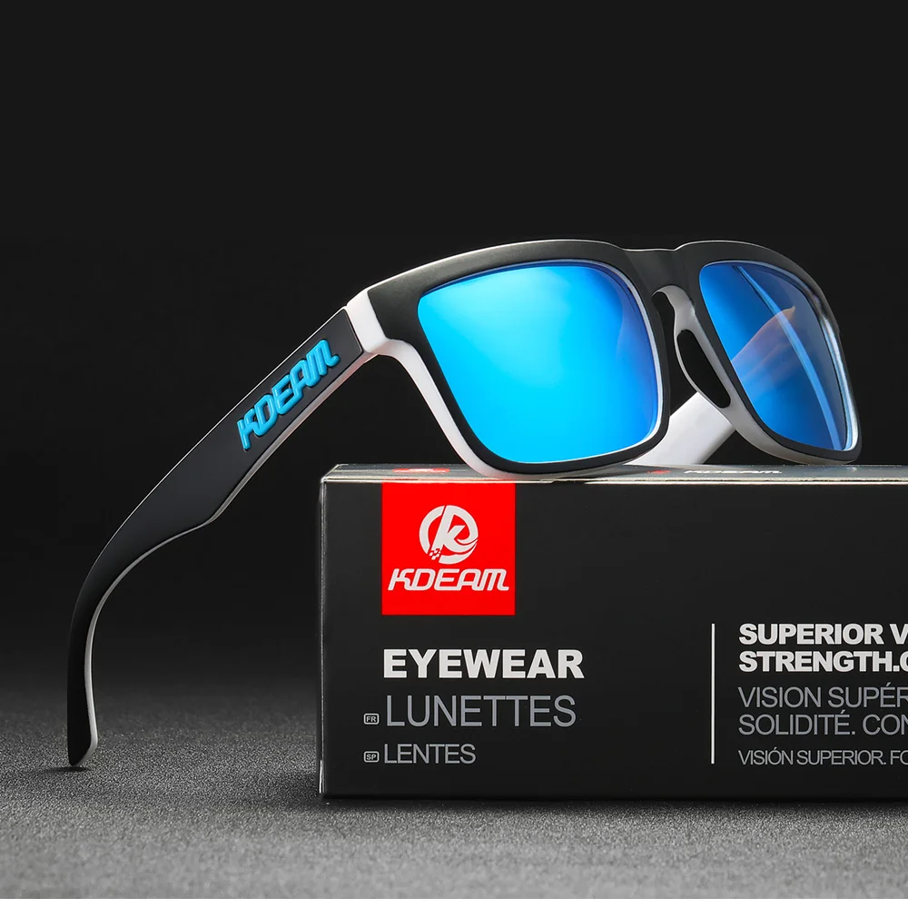 KDEAM Polarisierte Sonnenbrille für Herren, Angeln, Lebensstile, verspiegelte, farbblockierende Sonnenbrille, Damen-Legende, quadratische Sonnenbrille mit Box – Detail 35