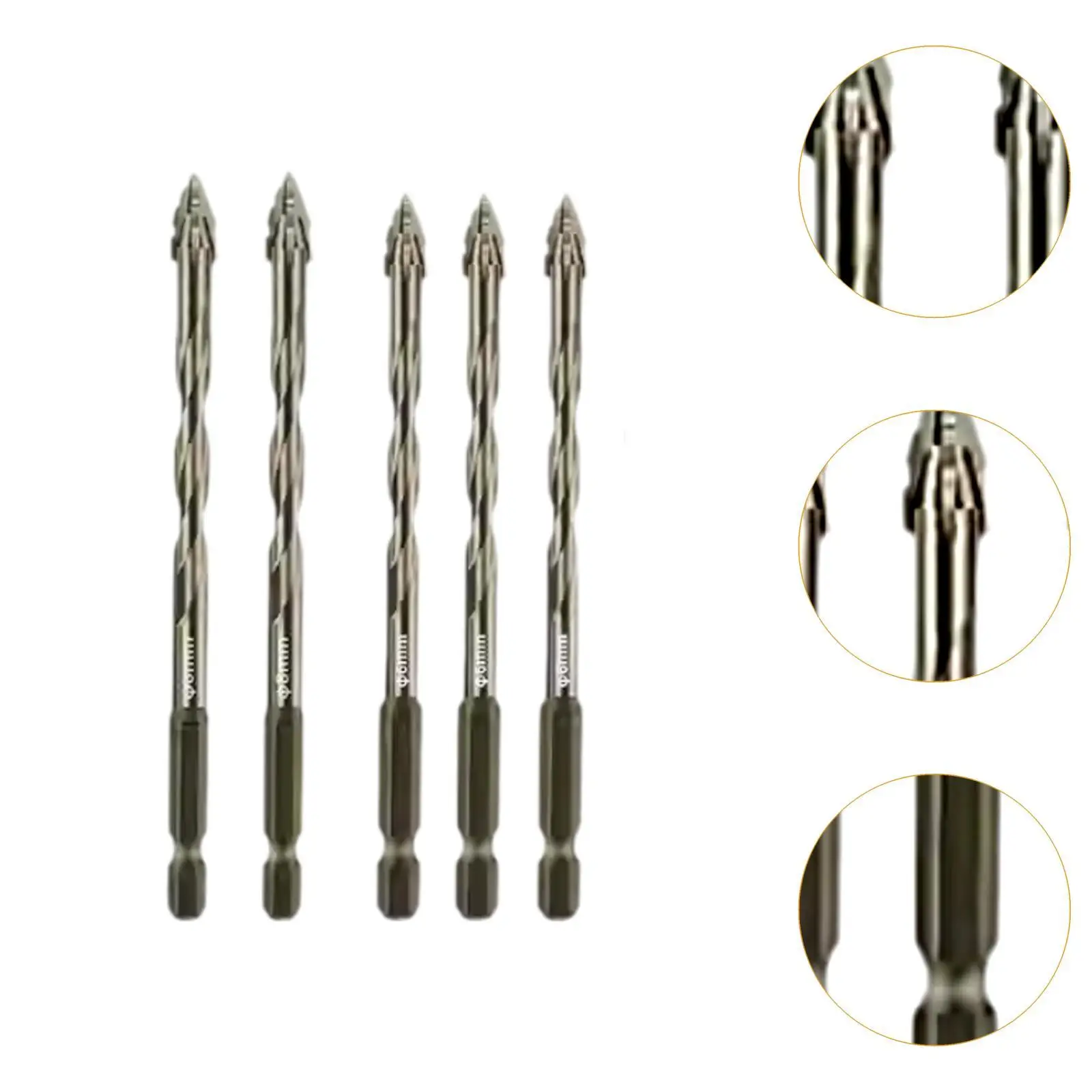 5x Four Flute Sawtooth Eccentric Drill Bits Sturdy for Metal Concrete Tile