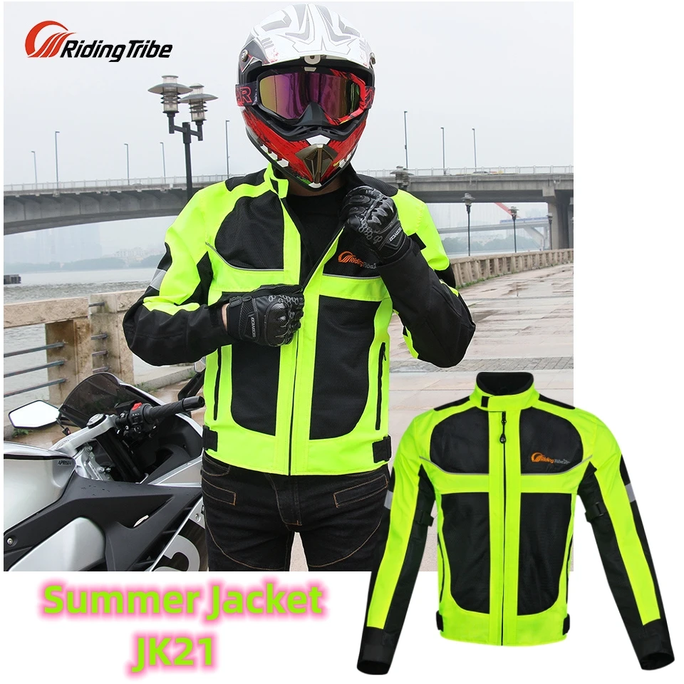 

Fluorescent Green Summer Jacket Motorcycle Riding Motorbike High Visibility Warning Breathable Reflective Cycling Safety Clothes