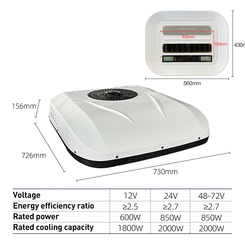 Mini All One Rooftop New Energy Cars Top Air Conditioner 12V/24V Light Truck Parking Air Cooler 8000BTU Light Truck Pro Cooler