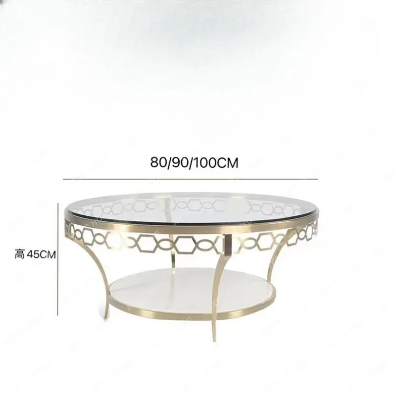 A style Light Luxury Glass Coffee Table Modern Minimalist Creative Living Room Stainless Steel Carved Coffee Table