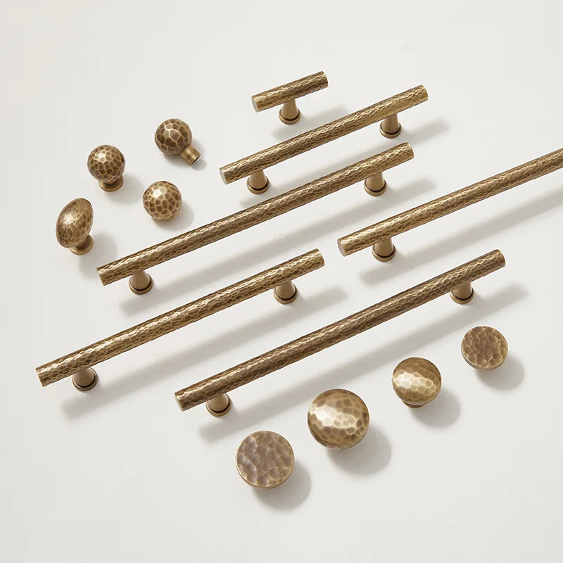 Bronze Brass Hammered Cabinet Handles Antique Textured Furniture Bar Drawer Knobs Cupboard Dresser Pulls