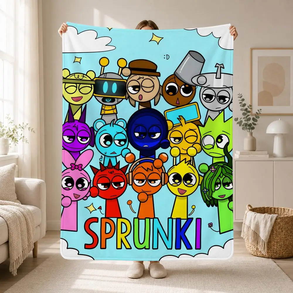 Funny Music Game Sprunki Throw Soft Plush Flannel Throw Blanket Sofa Bed Travel Home Decor