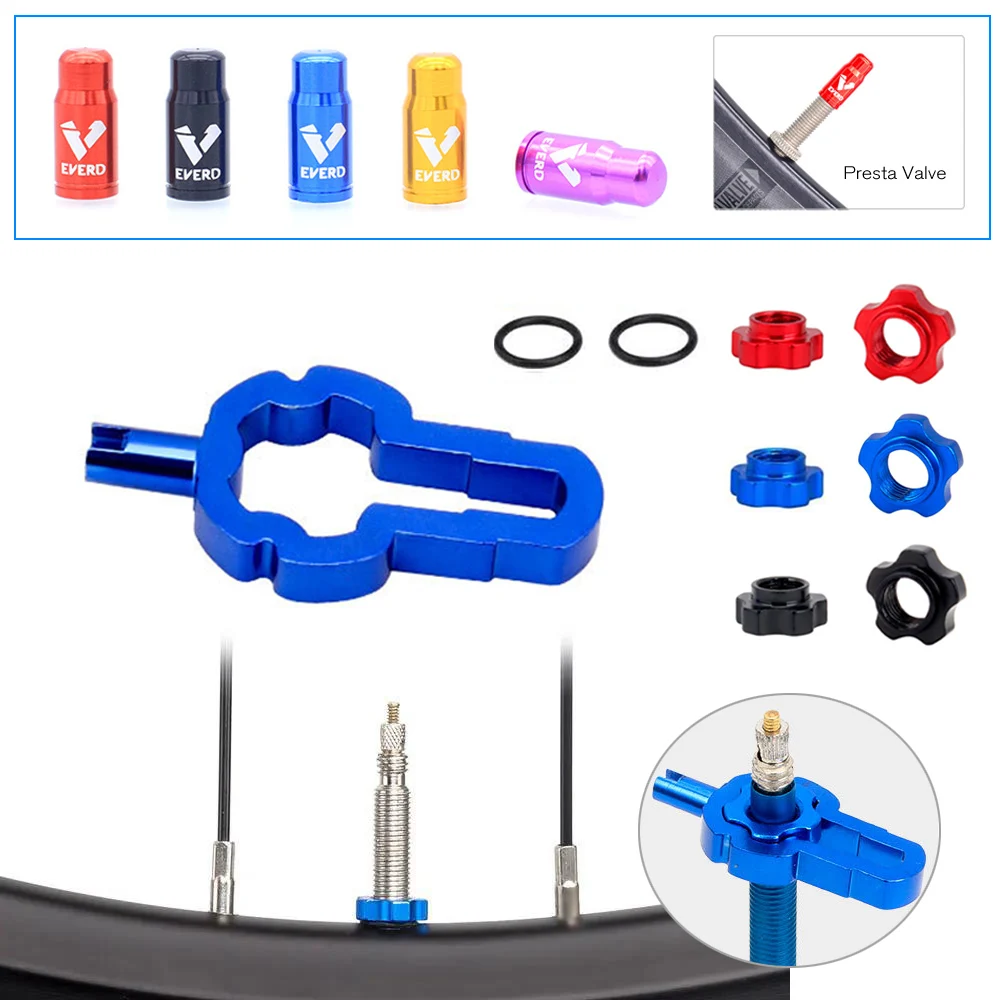 Mountain Bike Presta Valve Nut with Install Wrench MTB Road Bicycle Tubeless Tire Valve Cap Vacuum Tire Nozzle Lock