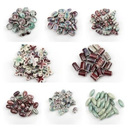 20pcs Various Styles Green Color Special-shaped Ceramic Beads Diy Material For Necklaces Bracelets #1208