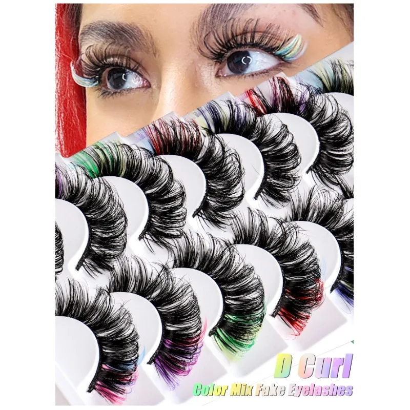 

Colorful False Eyelashes 7 Pairs D Curl Natural Fluffy Russian Self Adhesive Winged Lashes Volumes Dramatic Fake Lashes Thick