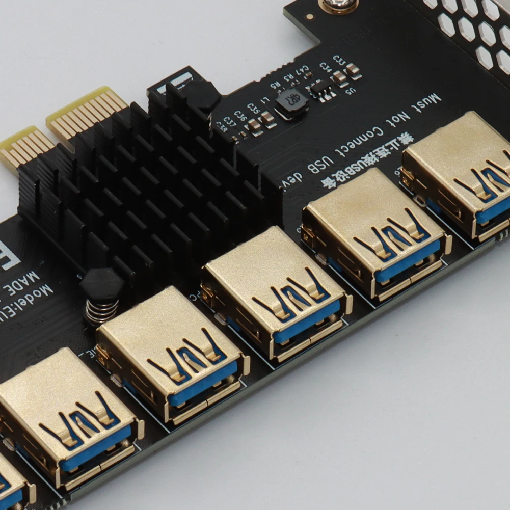 محول بطاقة PCI-E 1x1 إلى 7 محول PCI-Express USB 3.0 للتعدين BTC