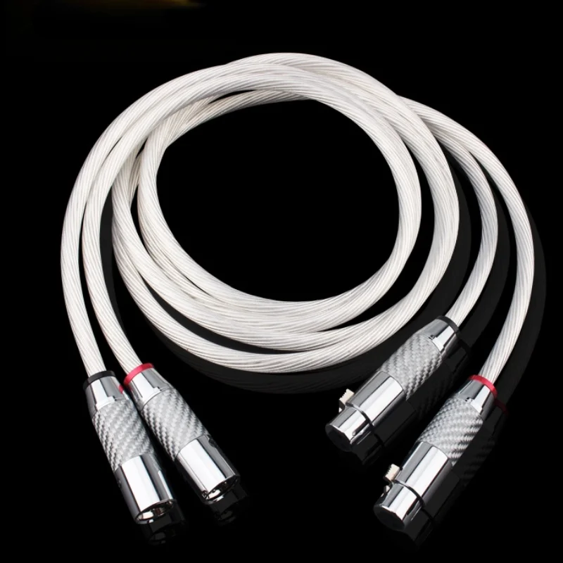 

Pair 5N OCC Single Crystal Copper Silver Plated XLR Balanced Cable 3Pin XLR plug Interconnect Audio Cable