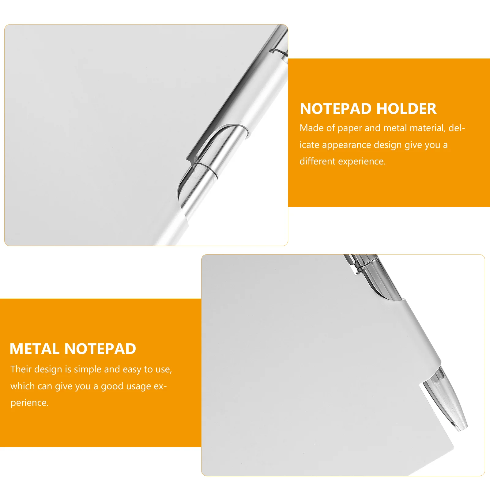 Creative Notebook Notebooks Notepad with Pen Holder Multipurpose Orange Stylish Metal Office