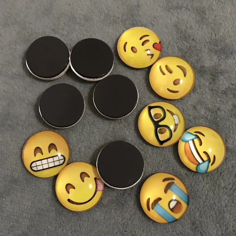 PYLV 12Pcs Glass Smiling Face Fridge Magnet Personality Refrigerator Magnetic Whiteboard Photo Message Board Sticker Home Decor