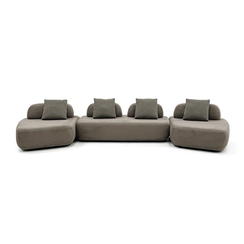 Modern simple multi-person double sofa corner combination curved sofa Internet celebrity shopping mall fabric sofa living room