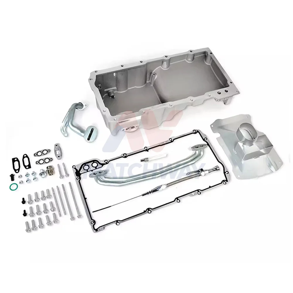 MATCHWAY Satin Black Polished Front Wet Sump Retro Engine Oil Pan Kit for g-m LS1 LS2 LS3 LSX 4.8 5.3 5.7 6.0 6.2 1958-1987STOCK