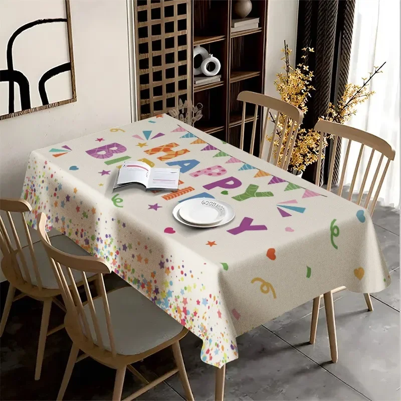 1pc Birthday Happy Tablecloth - Featuring colorful balloons and confetti designs, suitable for indoor/, yzb
