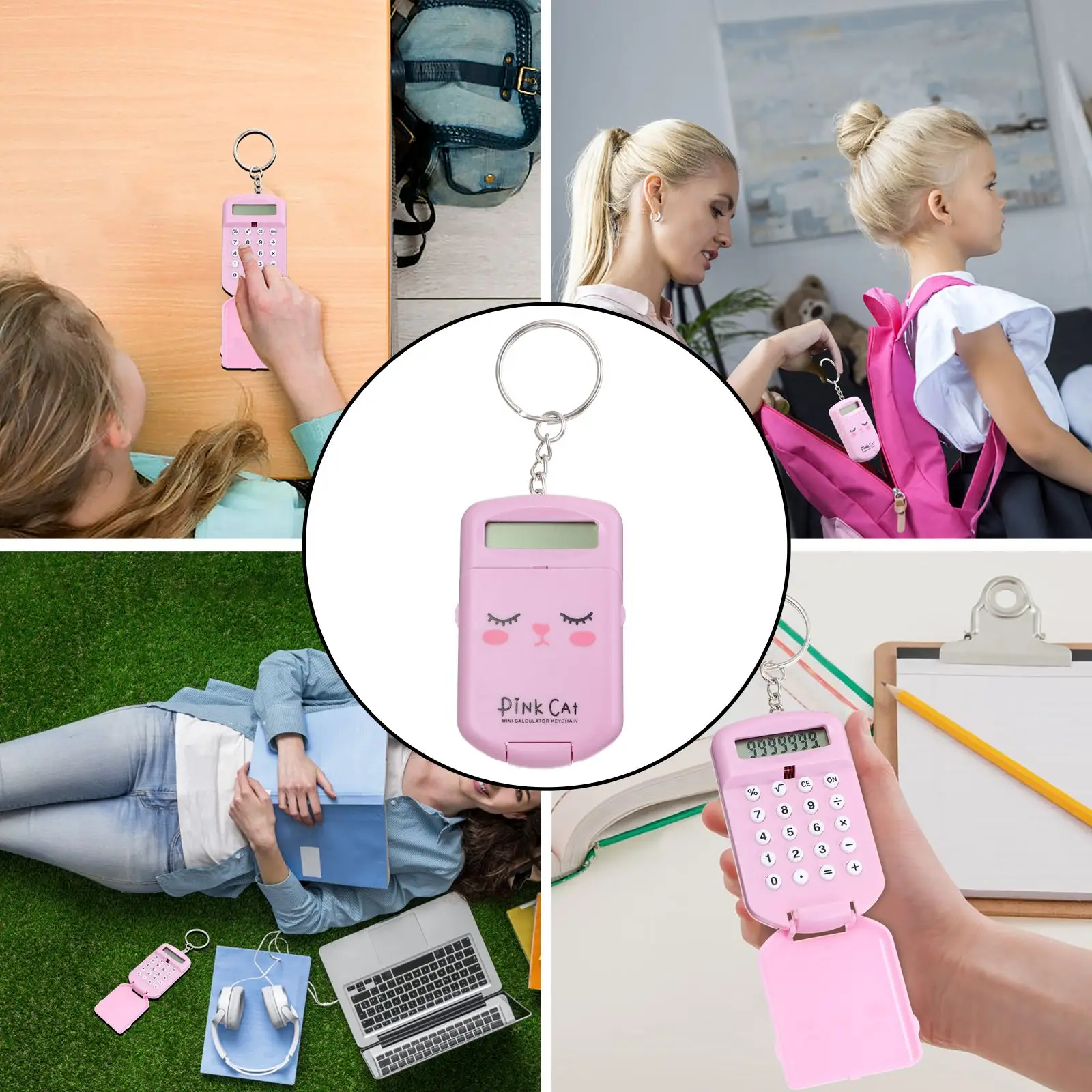 

2pcs Mini Portable Calculator Cute Student Pocket Size Arithmetic Desk Toy Gift Lightweight Plastic Counter Office Tool