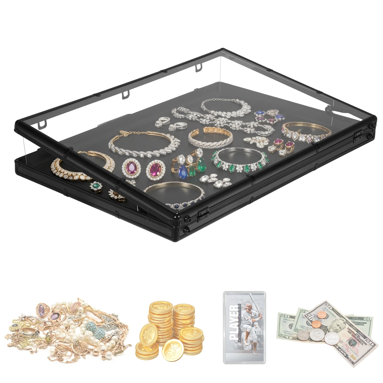 

24x20/33x22 In Sports Card Display Case Large Aluminum Trading Card Case Lockable with Handle for TCG Jewelry Craft Collectibles