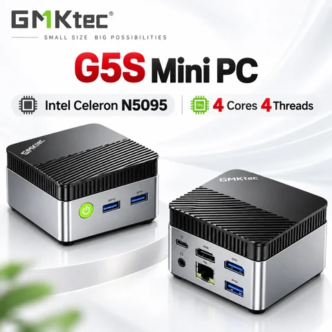 GMKtec Pocket‑Sized Mini PC 15WQuiet USB‑C 36W Powered LPDDR4 M.2‑2242 SSD Dual‑HDMI 4K Gigabit LAN WiFi5 BT5.0 Micro Desktop PC