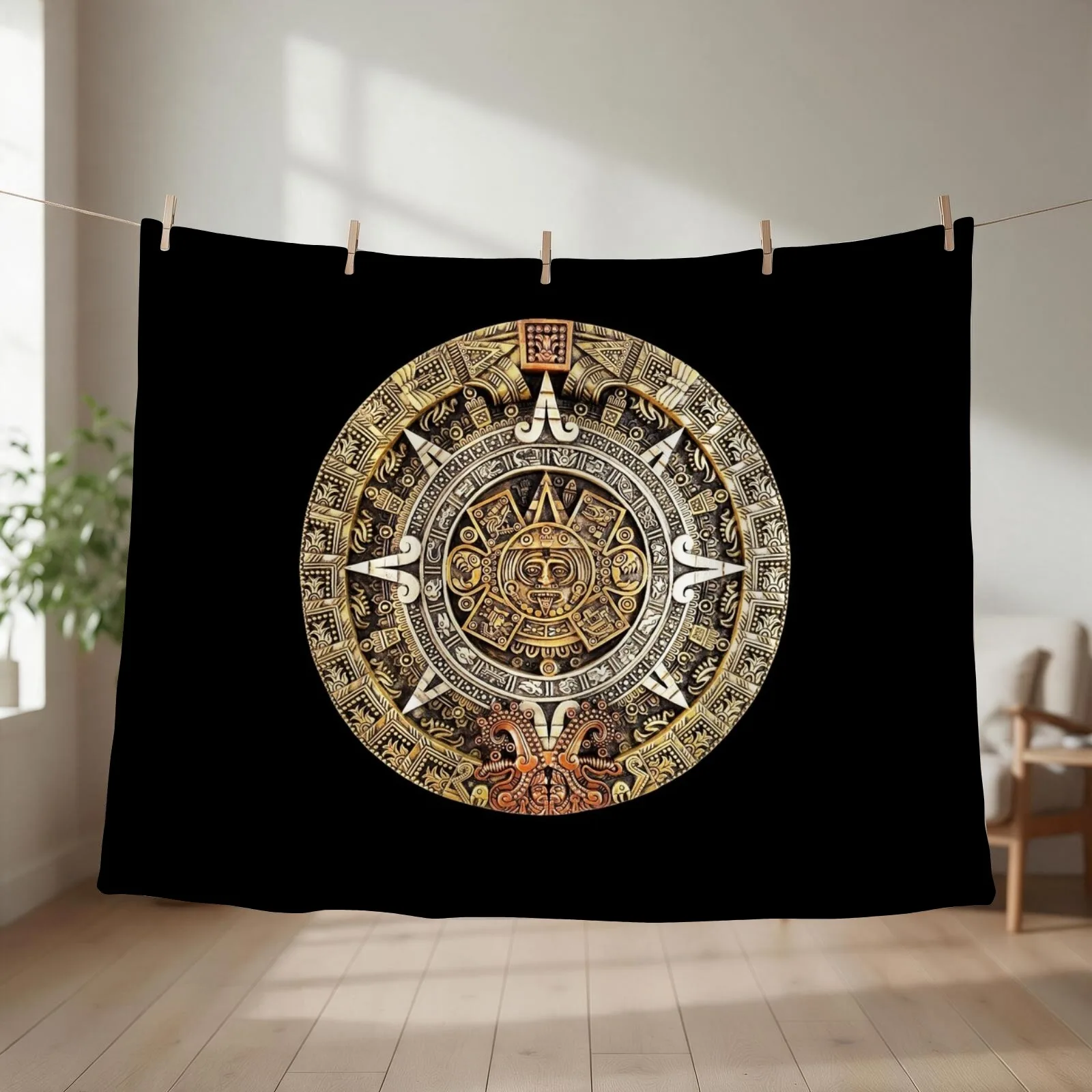 Stone Aztec Calendar Throw Blanket Cute Plaid Large for sofa Decorative Throw Blankets