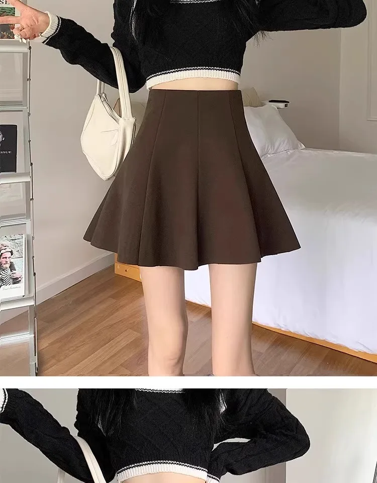 Halbrock Damen Neuer Herbst- und Winter-A-Linien-Kurzrock, sexy, figurbetont, flauschig, für kleine Frauen, vielseitiger Schirmrock – Detail 5