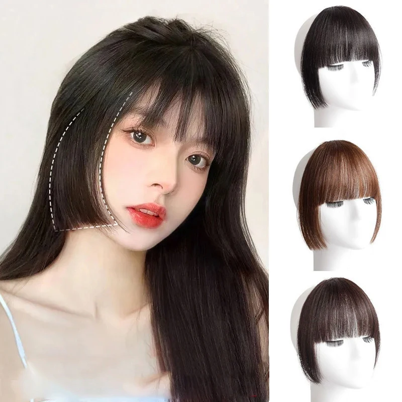 

Синтетические накладные челки для укладки волос, заколки-пряди, искусственная челка на заколках, натуральные накладные пряди