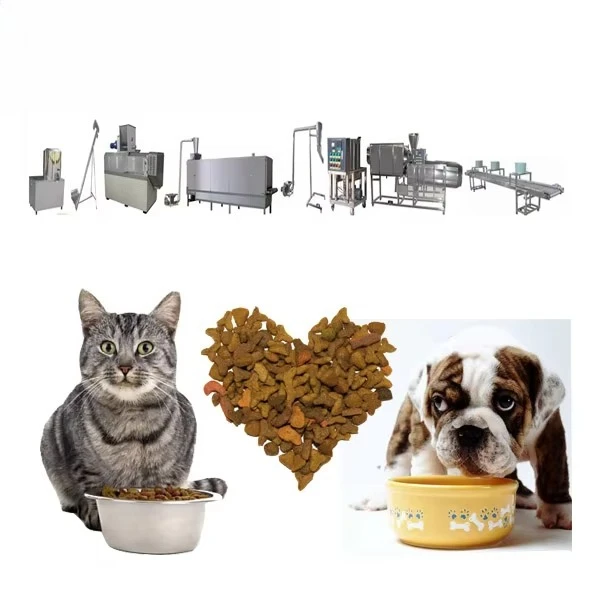 خط تجهيز أغذية الكلاب الأوتوماتيكي من الفولاذ المقاوم للصدأ مع محرك تحكم PLC بثق مزدوج المسمار