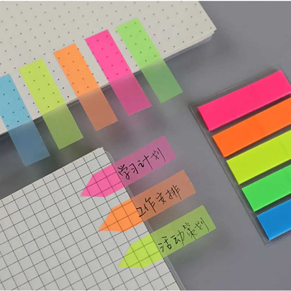Adhesive Memo Sticker Paper Memo Flags Colored Memo Pad Fluorescent Memo Pad Candy Color Sticky Notes Bookmark Marker Sticker