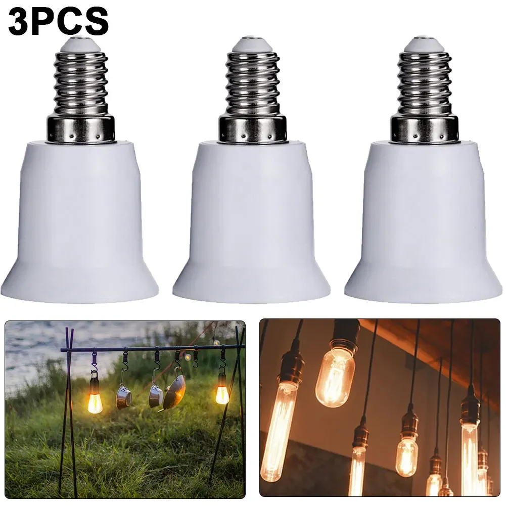 30-5pcs E14 to E27 Lamp Bulb Socket Base White Holder Converter  Conversion Fireproof Light Bulb Adapter Lighting Accessories