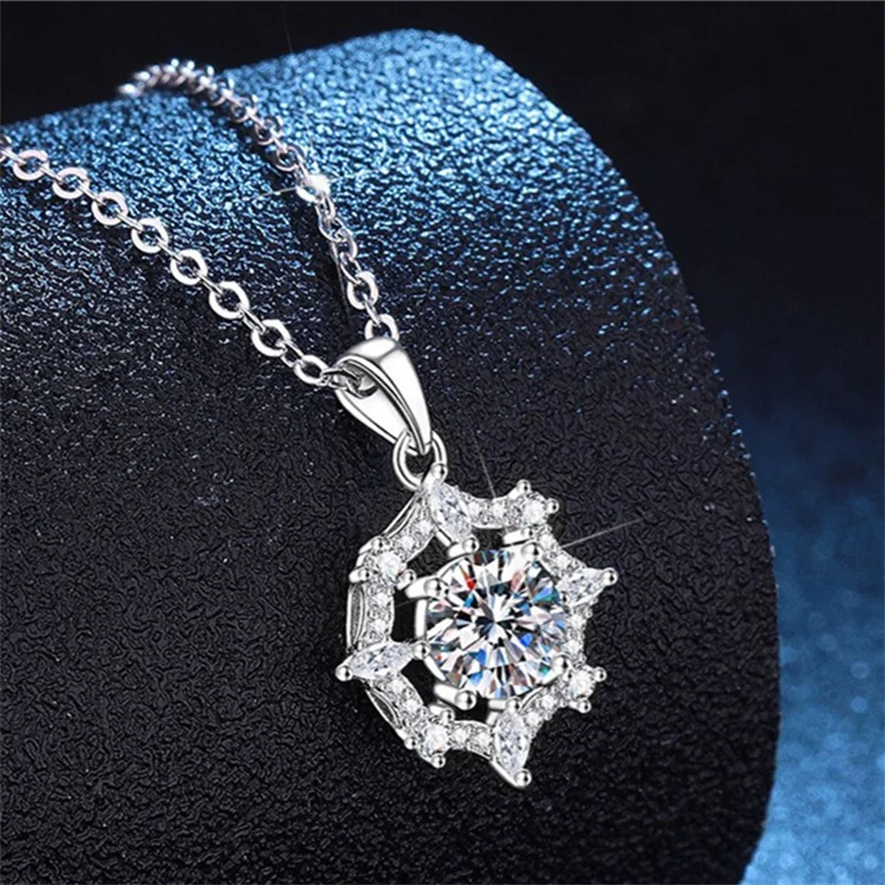 ZFSILVER Trendy Fashion Fresh s925 Silver Color D White Moissanite Dream Catcher Necklace Charms Women Party Jewelry Gifts XL380 3