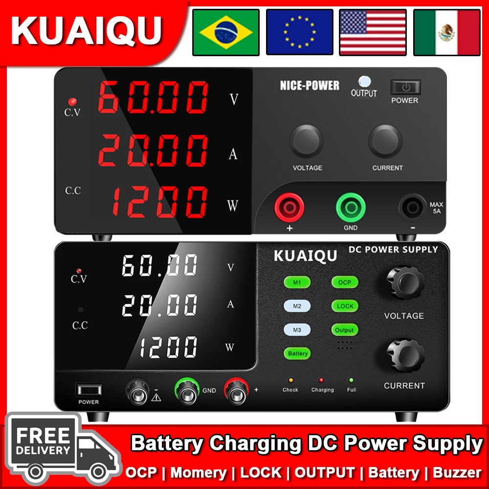 

Stop When Battery is Fully Charged 60V 20A High-power DC Power Supply 1200W/900W/600W Voltage Stabilizer OCP LOCK OUTPUT Memory
