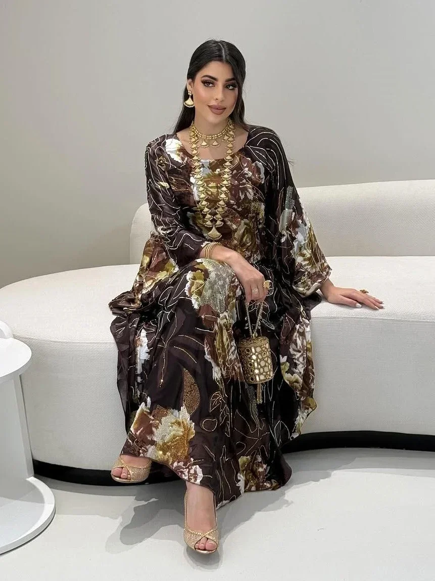 Robe musulmane pour femmes en mousseline de soie diamant fête Abaya robes arabe longue Robe maroc dubaï caftan robes Jalabiya Ramadan Eid