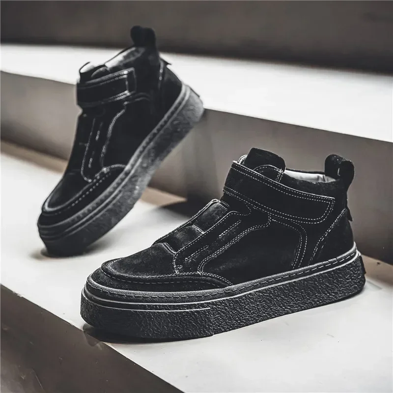 Ankle Boots Suede Designer Shoes for Men 2023 New Vintage Boots Hook & Loop Versatile Luxurymale Casual Sneakers Botines Hombre