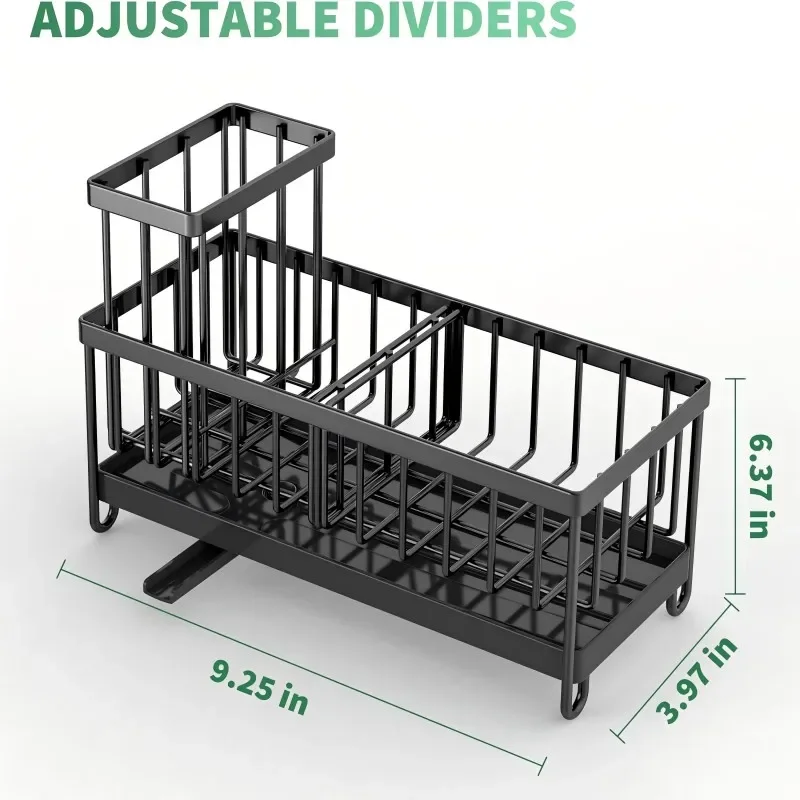 Kitchen Sink Sponge Holder , Sink Box with High Brush Rack, Anti-rust 304 Stainless Steel Storage Rack, Kitchen Sink Org.