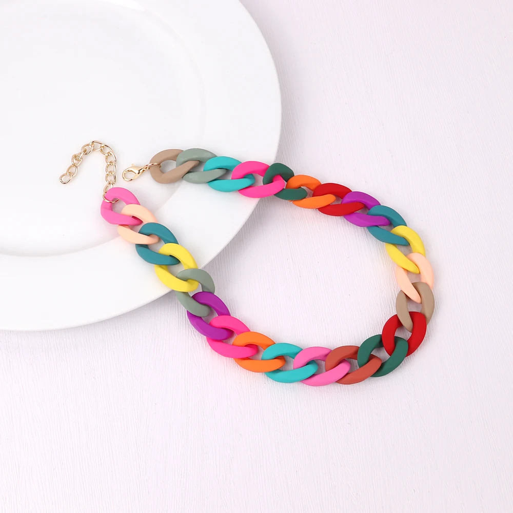 FishSheep Trendy Bunte Acryl Kette Choker Halsketten Für Frauen Aussage Matte Harz Breite Kette Kragen Hals Schmuck 2022 Neue – Detail 9