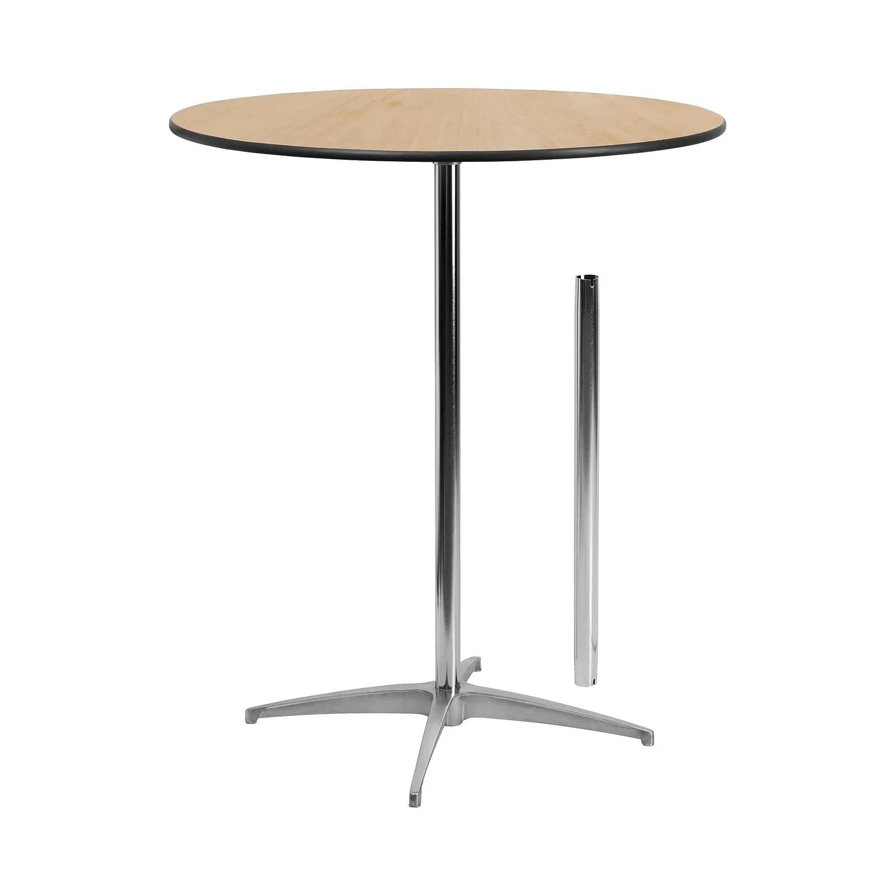 

Round Wood Cocktail Table with 30'' and 42'' Columns, Adjustable Wood Bar Height Table for Events or Home Use