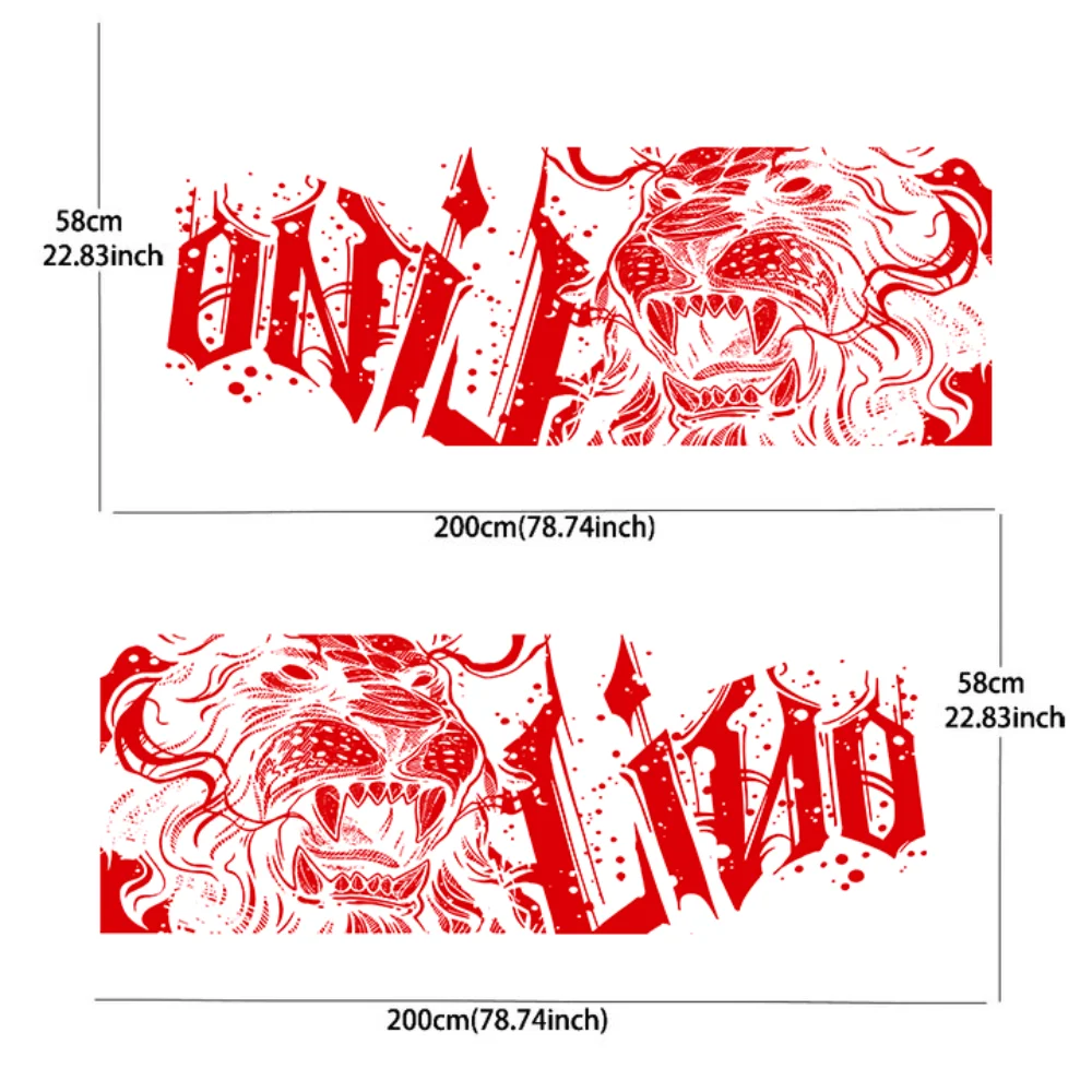 2pcs Lion Head English Alphabet Car Side Wraps, Self-Adhesive PVC Waterproof & Scratch-Resistant Stickers, Car Accessory Gift