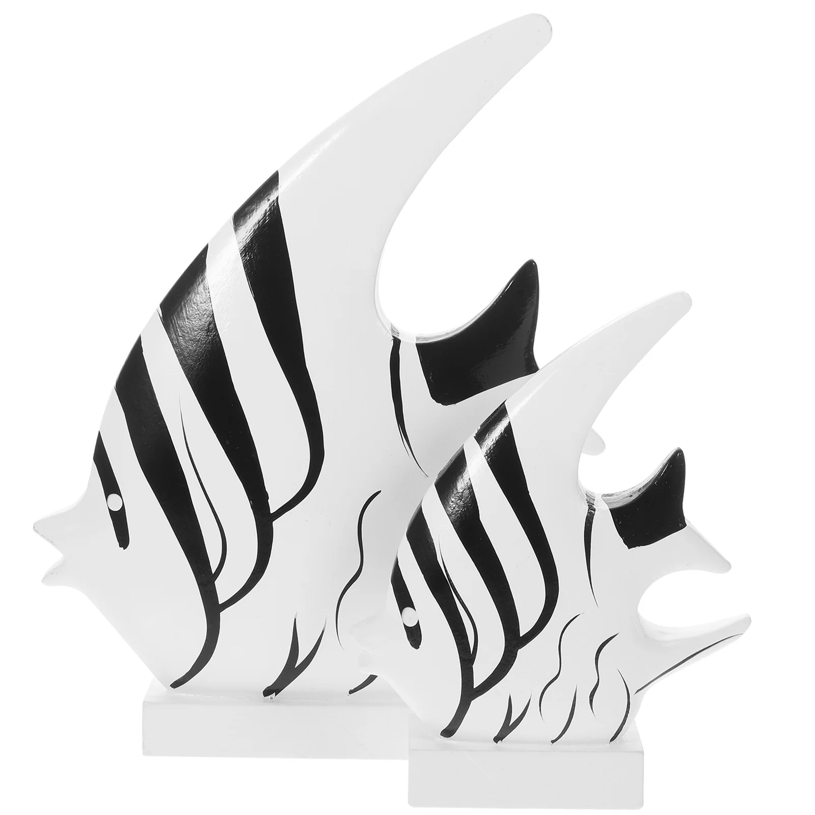 

2pcs Home Black Model Statue Wooden Small Fish Craft Craft Room Decor Desktop Decor Wooden Fish Small Tabletop Model