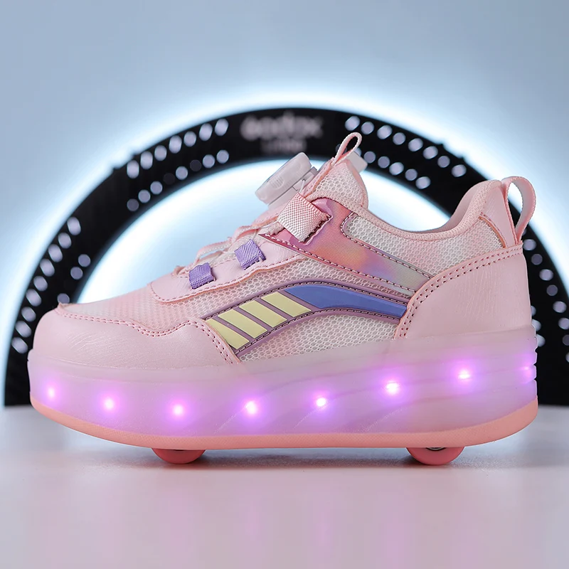 Sneakers for Boy Girl Casual Luminous LED Light Sports Shoes Childrens Roller Skating Leisure Shoes Luxury Design Kids Sneakers