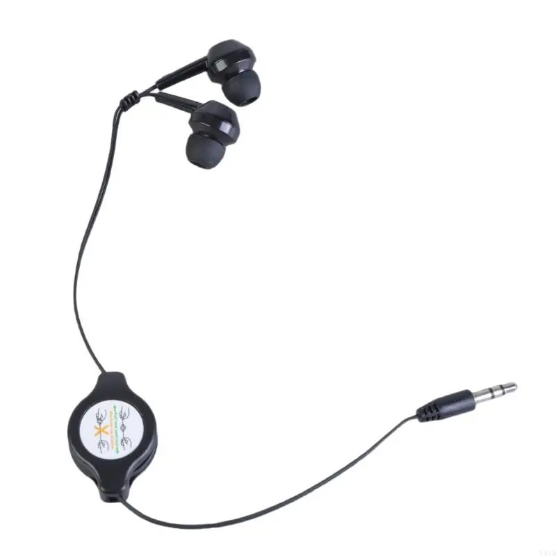 Y8AD 3.5mm Portable Retractable Cable In-Ear Earphone Extendable Wire Earphone