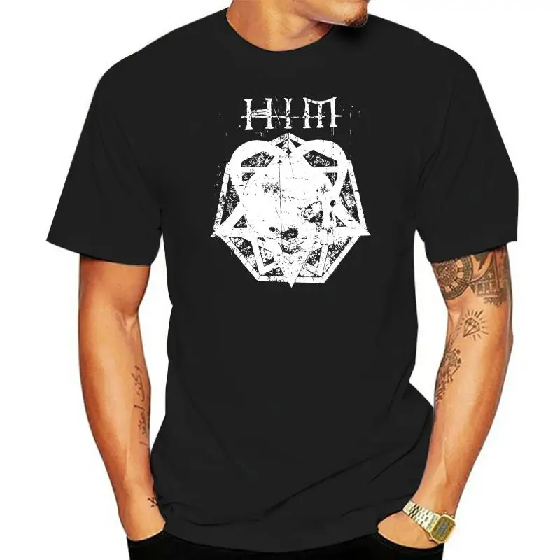 HIM H.I.M. SKULLGRAM BLACK T-SHIRT NEW OFFICIAL ADULT BAND MUSIC HEARTAGRAM 100% cotton tee shirt tops wholesale tee