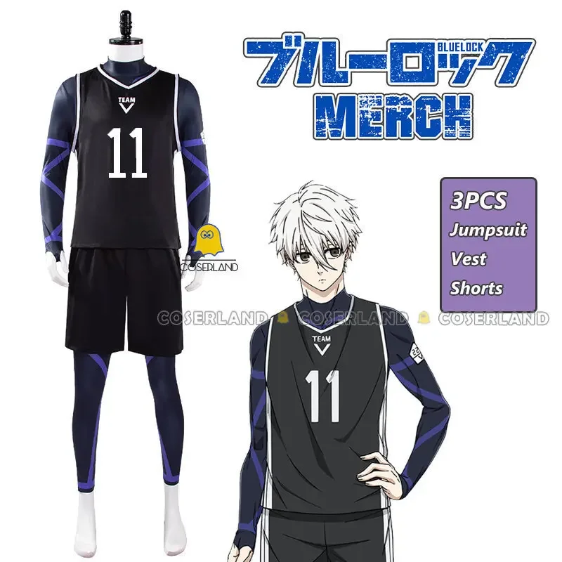 Anime Blue Lock Nagi Seishirou Cosplay Costume Wig Football Jersey Jumpsuit Shorts Team V No.11 Sportswear Mikage Reo Men Boys