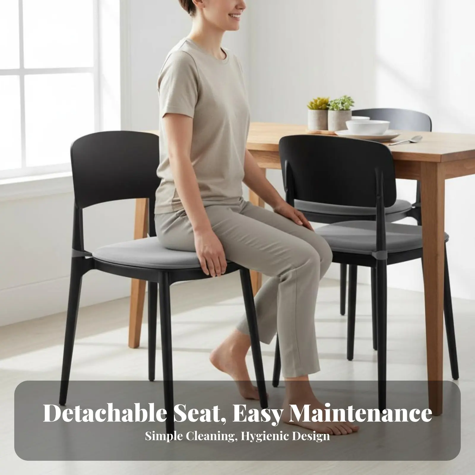 

Стул из формованного пластика, штабелируемый, современный минималистичный и эстетичный дизайн, утолщенная конструкция